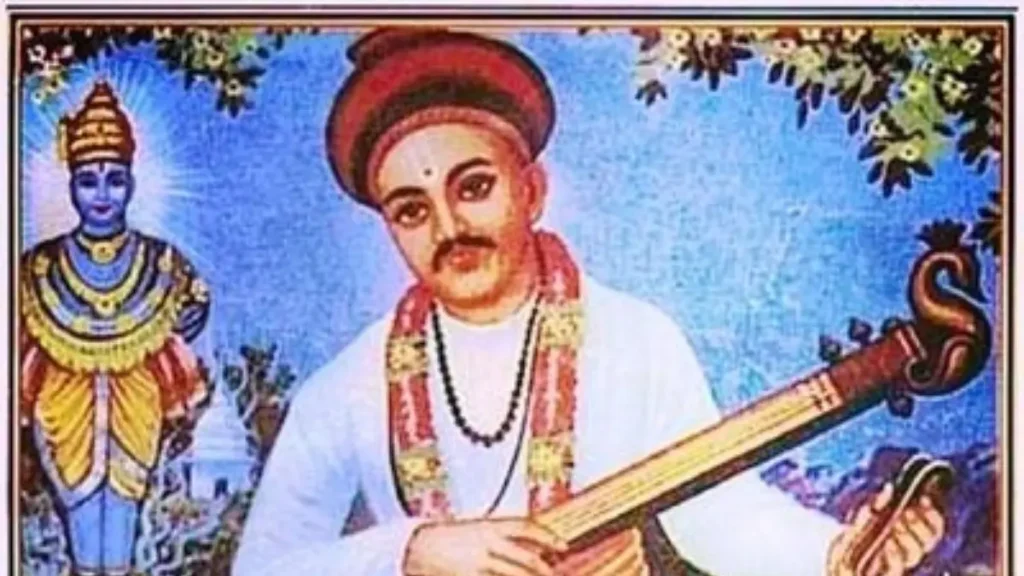 संत नामदेव महाराज विठोबाची पूजा करत आहेत