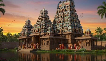 Nagara Style Temple Shikhara Curvilinear spire of North Indian temple architecture.