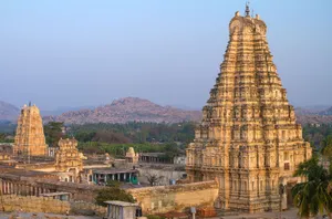 Virupaksha Temple gopuram and complex in Dravida architectural style