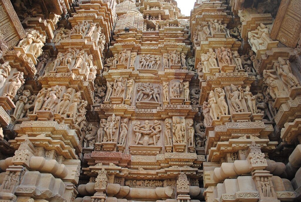 Kandariya Mahadeva Temple in Khajuraho – Iconic Nagara style architecture with intricate carvings and 84 spires