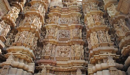 Kandariya Mahadeva Temple in Khajuraho – Iconic Nagara style architecture with intricate carvings and 84 spires