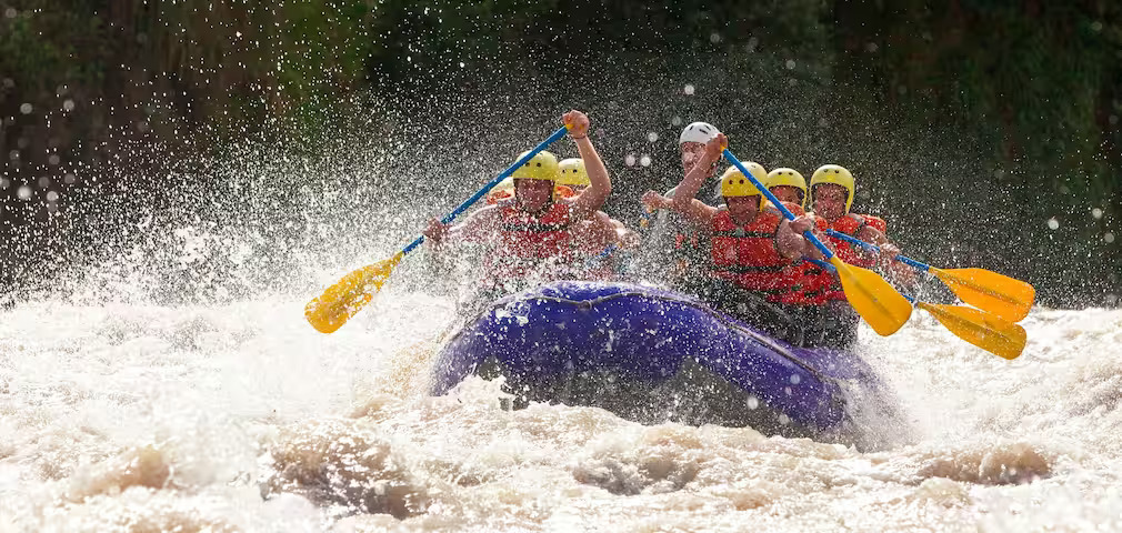 Tourists enjoying rafting in Kundalika River at Kolad