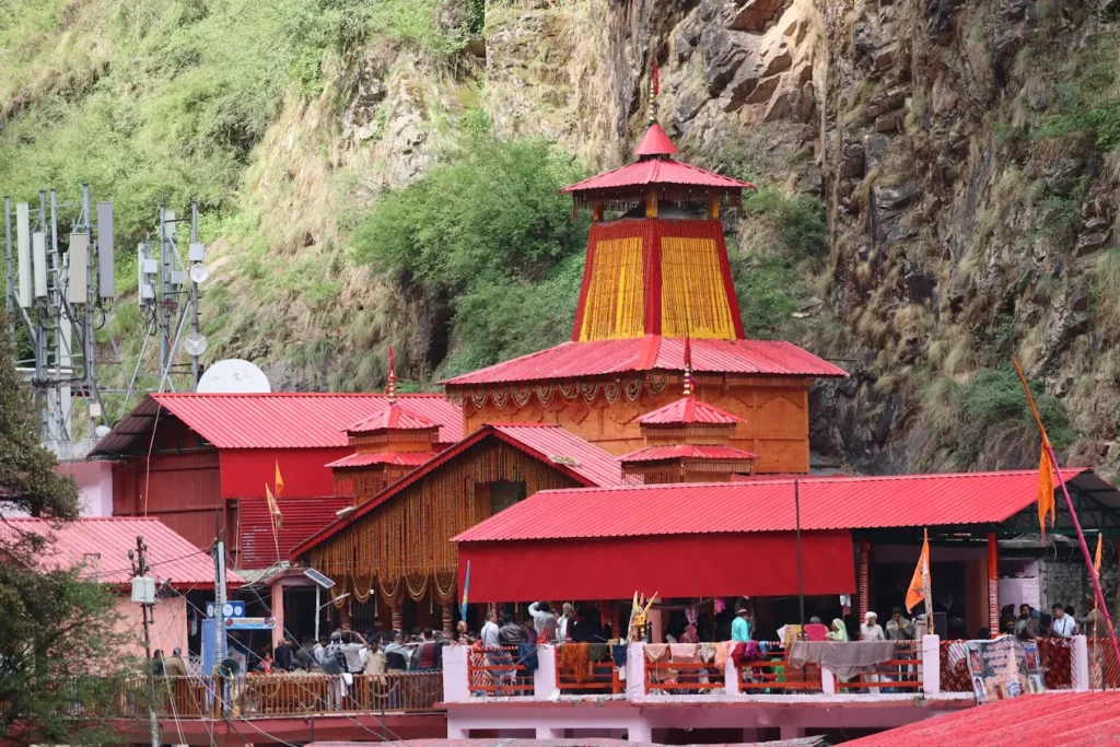 The Yamunotri Temple shrine at about 3,293 m altitude, the source of the Yamuna River