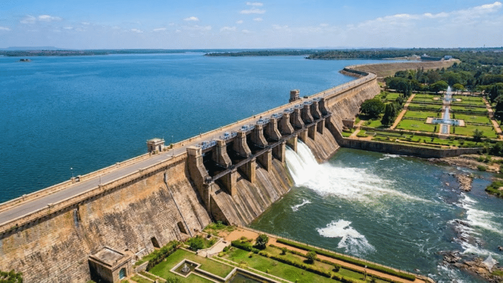 Kaveri river map flowing through Karnataka and Tamil Nadu