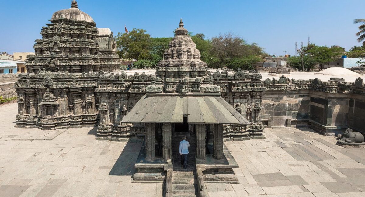 Exterior view of Amruteshwar Temple Amruthapura showing star-shaped Hoysala architecture