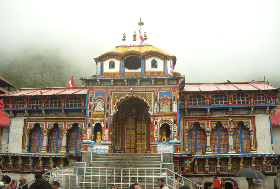 Badrinath temple entrance in Himalayas devoted to Lord Vishnu