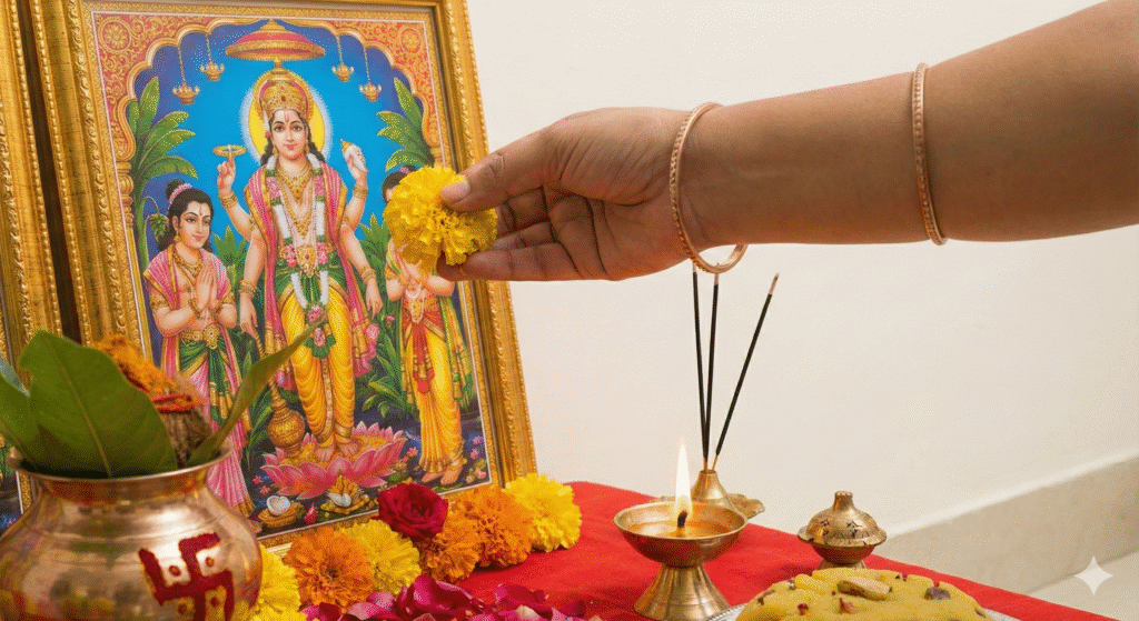 Lord Satyanarayan during the Archana