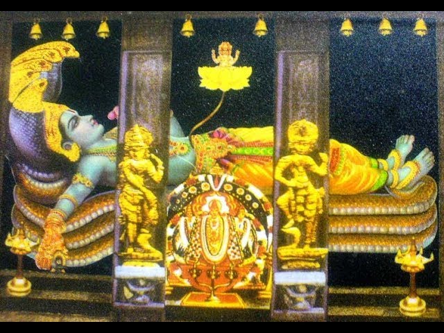 An architectural sketch showing the three-door viewing system of the main deity at Padmanabhaswamy temple in Kerala.
