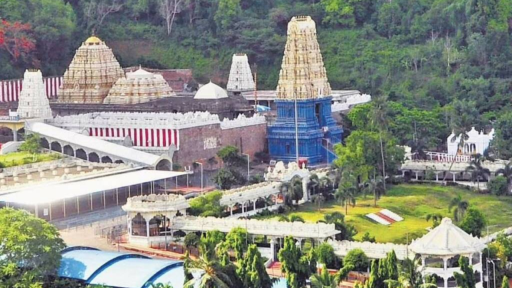 Main Rajagopuram of Varaha Lakshmi Narasimha Temple Simhachalam Temple against blue sky