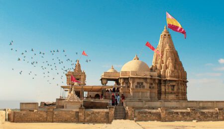 Rukmini Devi Mandir Dwarka exterior view showing Nagara architecture and intricate carvings