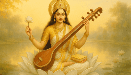 Saraswati Puja 2026 celebration with decorated idol of Goddess Saraswati