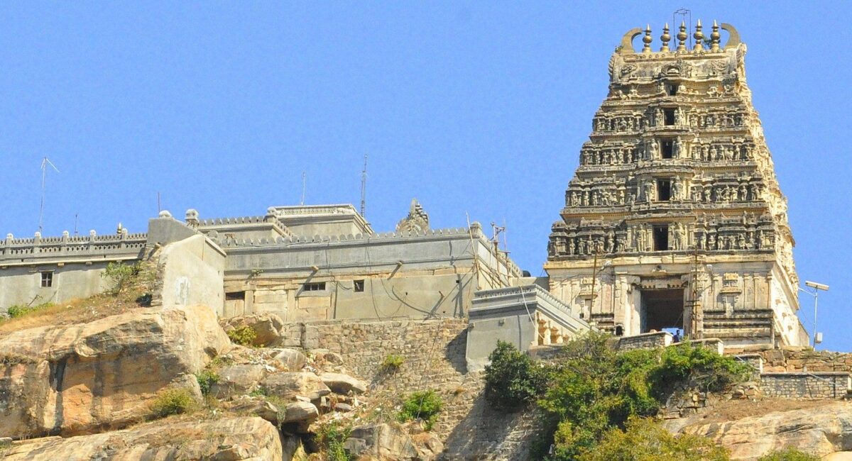 melkote temple hilltop view at sunrise