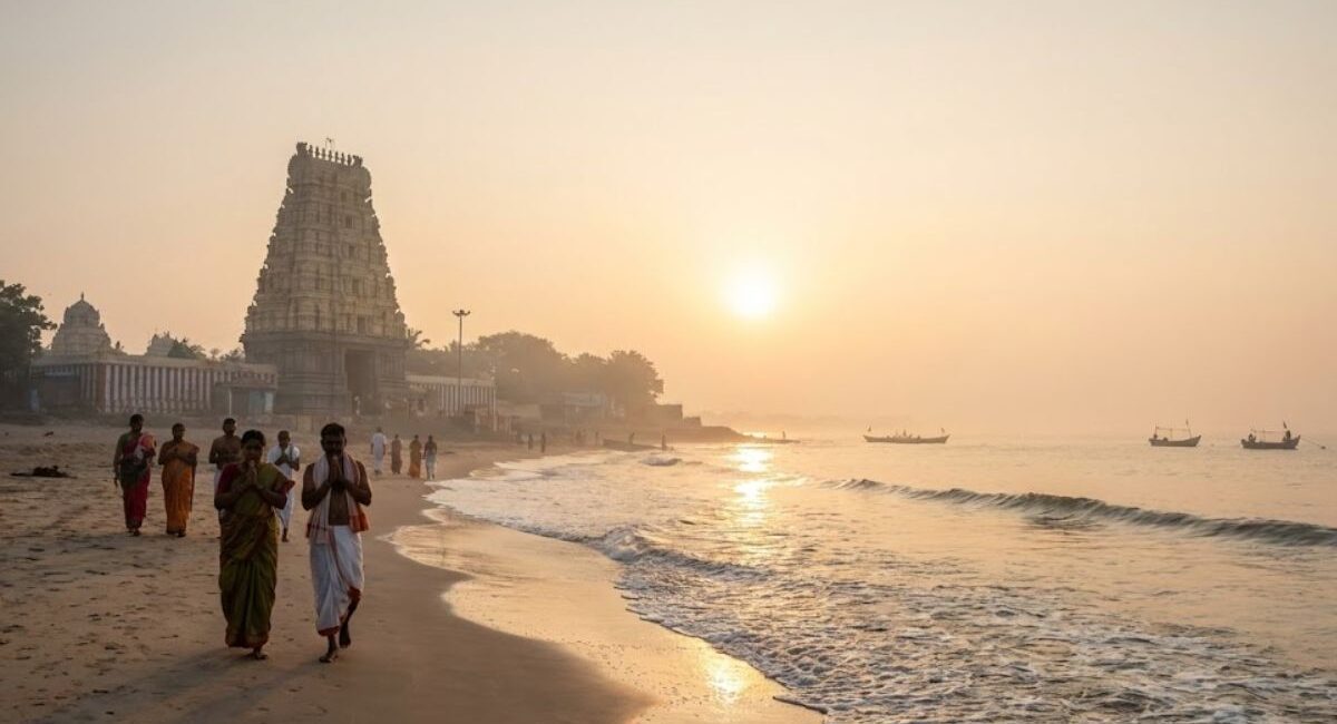 Antarvedi Temple at the confluence of Godavari River and Bay of Bengal in Andhra Pradesh