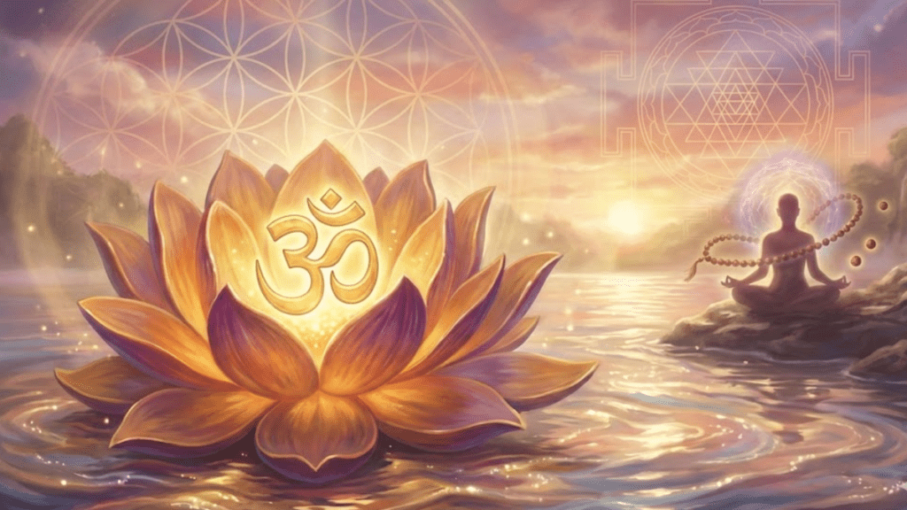 10 Timeless Hindu Philosophy Lessons for Modern Life: Ancient Wisdom That Never Ages 1 Hindu philosophy symbols including Om and lotus representing ancient wisdom for modern life