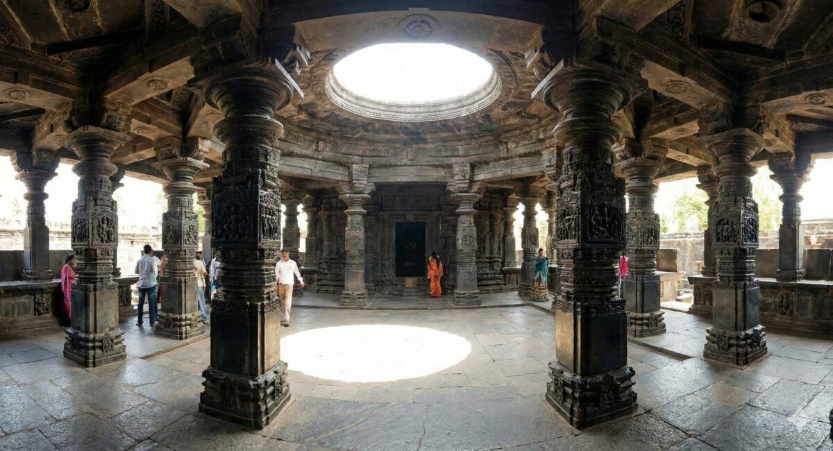 Swarga Mandap open sky roof at kopeshwar temple khidrapur