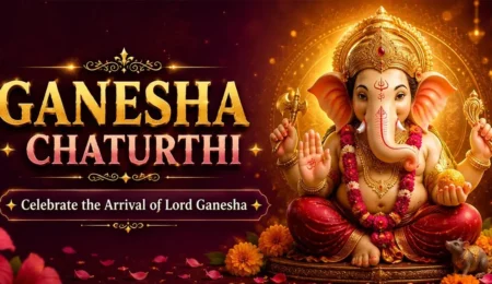 Decorated Ganesh Utsav pandal with devotees in Mumbai