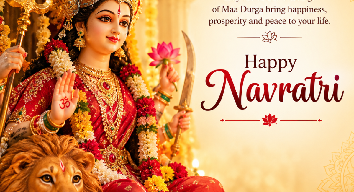 Navratri 2026 kalash and Maa Durga idol decorated for Ghatasthapana